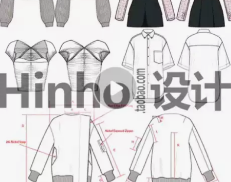 代画AI服装款式图PS效果图CDR工艺结构...