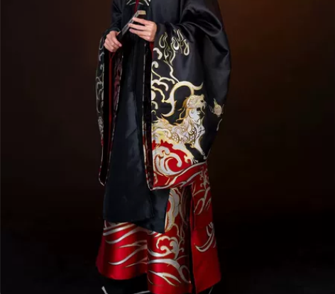 如梦霓裳原创交领汉服男道袍织金披风明制非古...