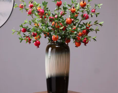 永悦家居 新中式石榴果高枝仿真花客厅摆件 ...