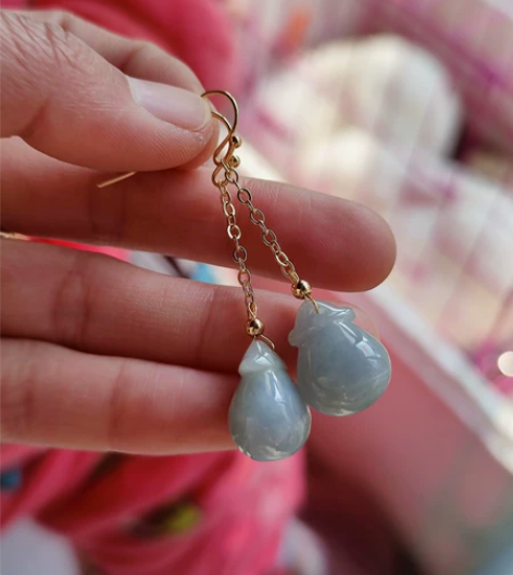 清仓地板价出翡翠耳饰??黄金色14K包金光...