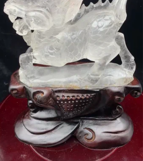 天然白水晶麒麟风水摆件，晶体通透明亮雕工精...