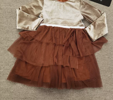 全新 女童 丝绒连衣裙140码加绒蛋糕裙 ...