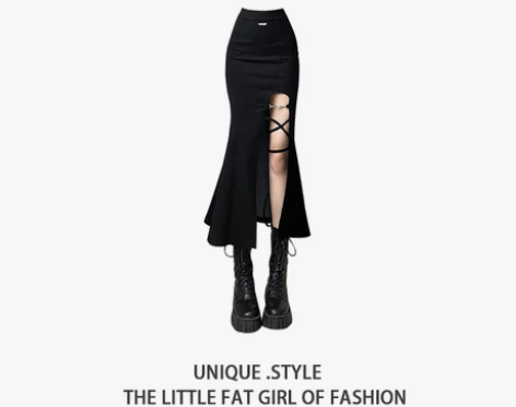 胖妹妹mm开叉性感高腰显瘦包臀鱼尾裙大码夏...