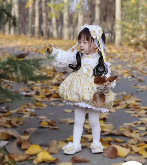 甜筒手作，秋天的兔子花苞兔女童花苞裙蓬蓬裙...