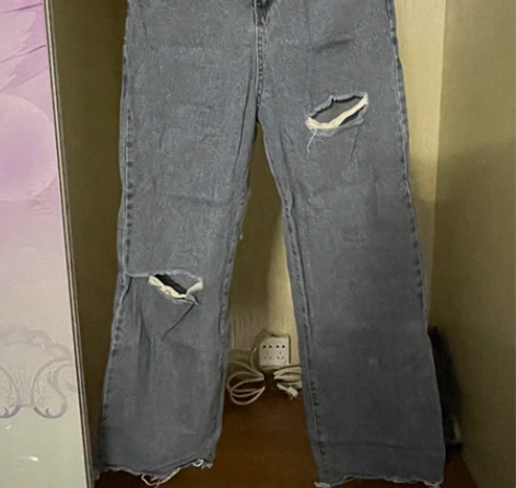 破洞裤梨形身材必备显瘦裤腿裤高腰矮个子牛仔...