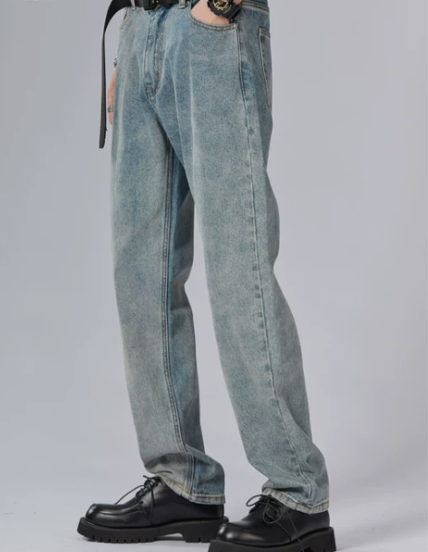 阔腿裤牛仔裤 牛仔裤长裤ALLIN 美式高...