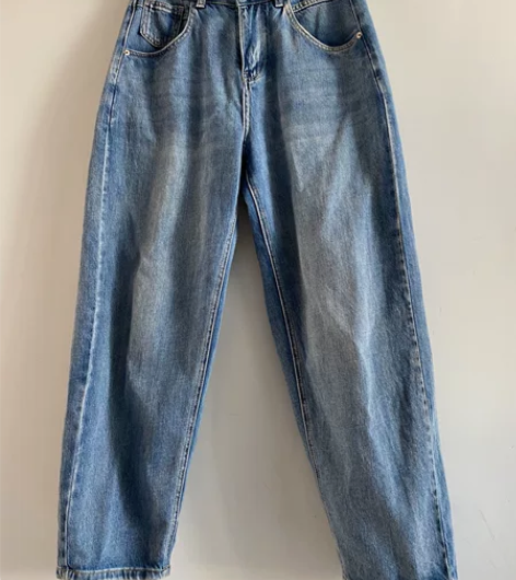 女春秋款常规浅蓝色阔腿牛仔裤中腰、裤长96...