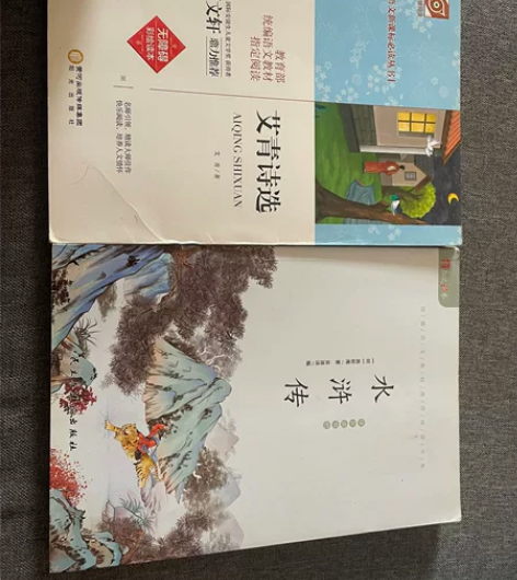 《艾青诗选》《水浒传》九成新，快递快速发货...