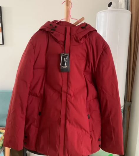 男士羽绒服，短款羽绒服，暗红色，全新带吊牌...