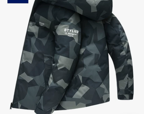 雅鹿短款羽绒服男休闲连帽百搭保暖外套两面穿...