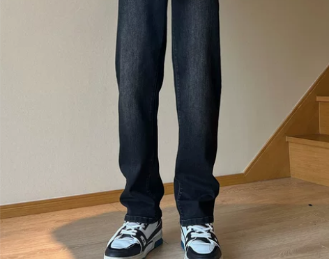 高弹力牛仔裤男款秋冬加绒美式高街潮牌宽松直...