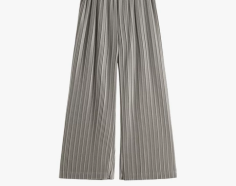 张大奕高腰垂感阔腿裤女雪纺直筒九分裤压褶宽...