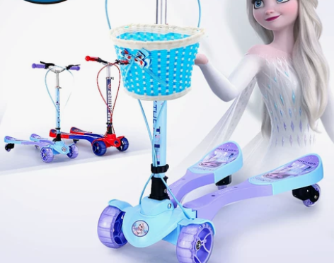 1迪士尼蛙式车滑板车儿童四轮剪刀车3-12...