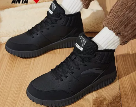 安踏车舆男子大棉鞋加绒保暖中帮休闲鞋112...