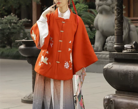 汉服品牌：喵蝶醉五五年汉服女明制秋冬毛呢方...