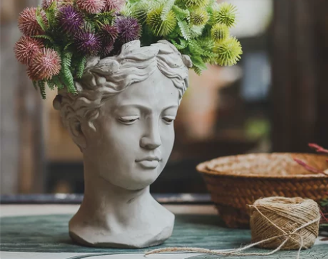 创意人像水泥花盆维纳斯女神雕像插花花器 复...