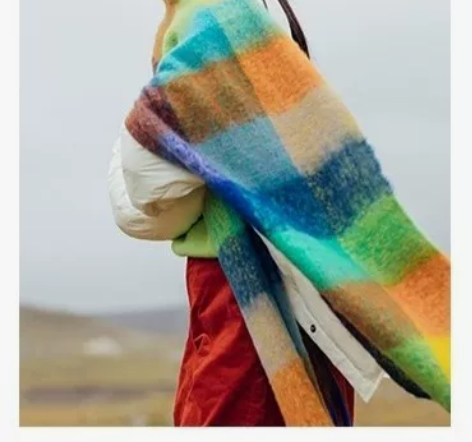 全新 绽放 彩虹格 围巾～260*40cm...