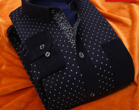 伯曼加绒衬衫男冬季长袖加厚衬衣 修身休闲格...