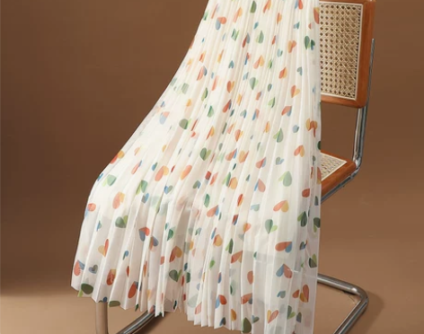 高端印花纱裙女春秋半身裙2022新款高腰裙...