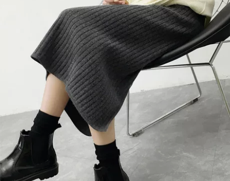 针织一步裙女秋冬半身裙中长款毛线裙韩版百搭...