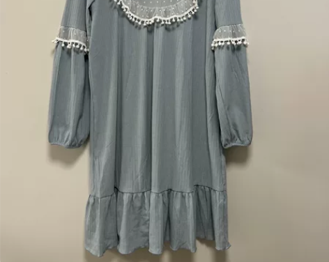 公主风睡裙 抽条棉 袖口松紧收口 下摆荷叶...