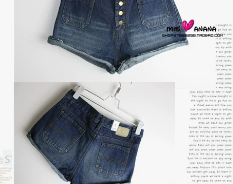 特价  口袋装饰  水洗磨白破 时尚卷边牛...