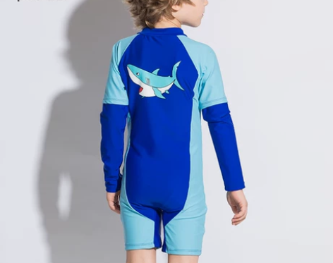 2022儿童泳衣男童游泳衣长袖连体防晒速干...