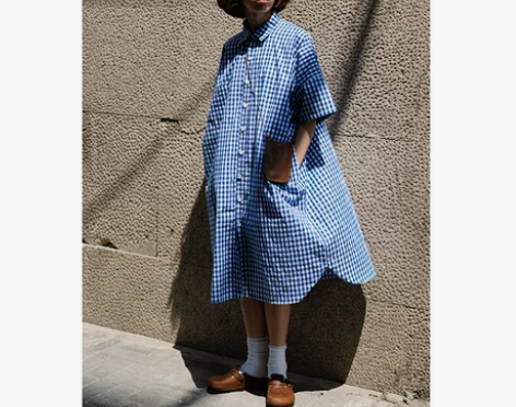 UNRETRO 2020SS日系蓝色格子古...