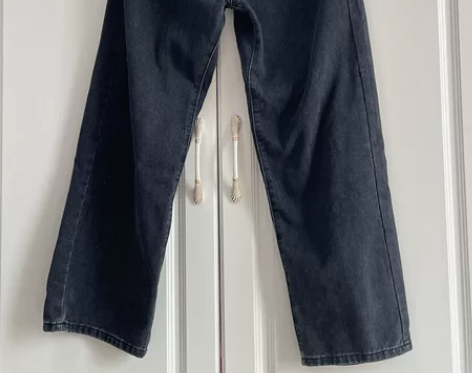 黑色牛仔裤大码高腰垂感阔腿裤宽松裤子遮肉显...