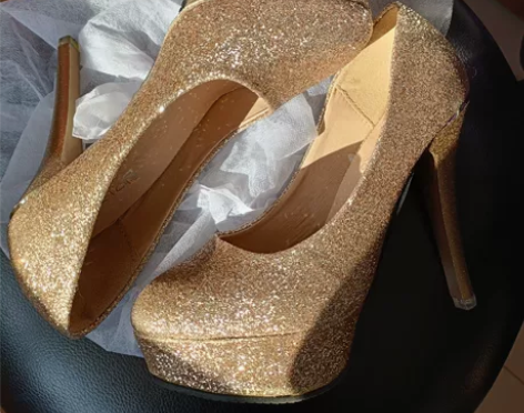 高跟鞋女香槟金细跟高跟鞋防水台宴会鞋婚礼鞋...