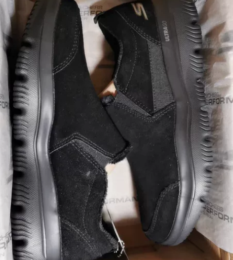 捡漏斯凯家冬季低帮套脚加绒保暖厚底反毛皮男...