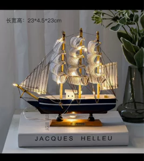 全新，一帆风顺帆船，客厅办公室桌面摆件，尺...