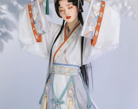 【流烟昔泠-白茶清欢】原创正品魏晋制交领宽...