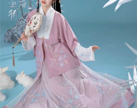 清梳玉竹春明制汉服女正品原创对襟半袖汉元素...