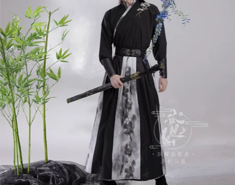 孤鲤原创【墨莲】汉服男交领中国风古装襦裙帅...