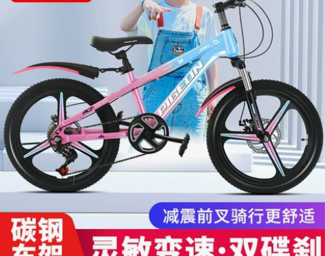 飞鸽儿童自行车7-10-13岁8女孩变速碟...