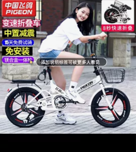 飞鸽折叠自行车，娃骑了一个几天，几乎全新 ...