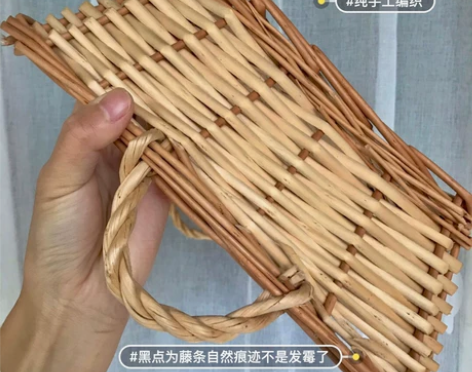 超大号手工藤编手提双耳篮子 三分之二个枕头...