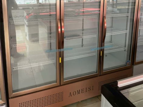 新款三门冷藏冷冻展示柜 玫瑰金属门 三门双...