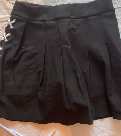 绑带百褶裙蝴蝶结短裙松紧腰身裙学生a字裙 ...