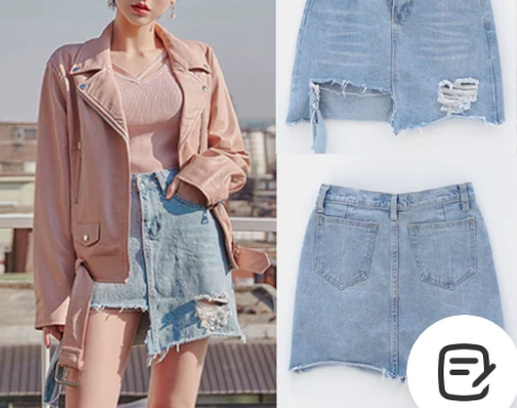 [转卖]2017夏季新款不规则高腰破洞牛仔...