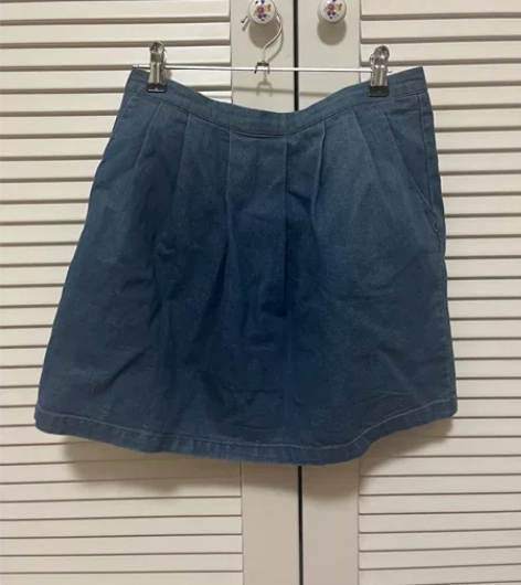 牛仔短裙半身裙拉链辣妹美式复古A字裙 穿过...