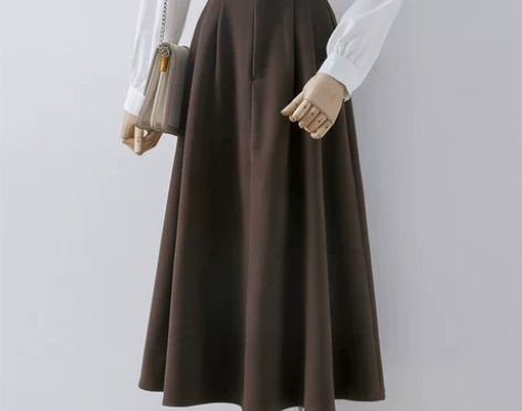 涵姑娘咖啡色毛呢半身裙女秋冬中长款气质职业...