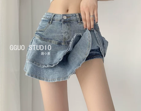 美式辣妹牛仔半身裙女秋冬鱼尾裙高腰显瘦a字...