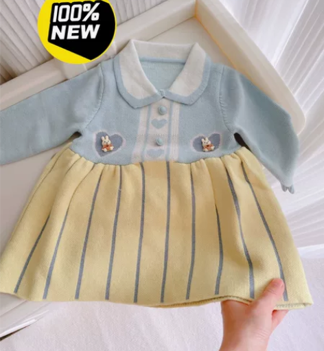 荷叶边公主风韩版针织娃娃裙小童 80～12...