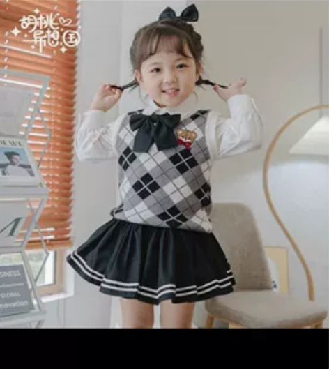 胡桃原创纯色蓬篷裙 可爱儿童裙子半身正版秋...