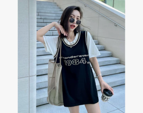 叶子小姐短袖T恤女夏假两件篮球服宽松运动风...