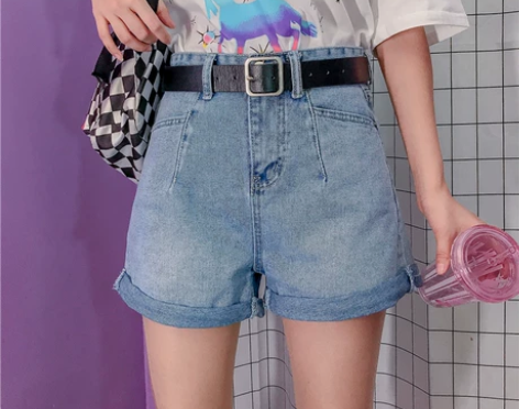韩版阔腿牛仔短裤鬼马少女夏显瘦百搭潮高腰a...