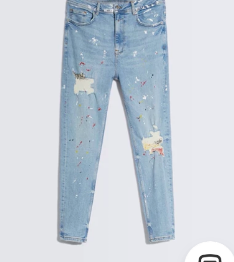 ZARA男装男士喷漆泼墨修身弹力破洞牛仔裤...