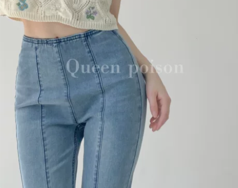 美式复古高腰提臀牛仔裤女显高显瘦坠感微喇裤...